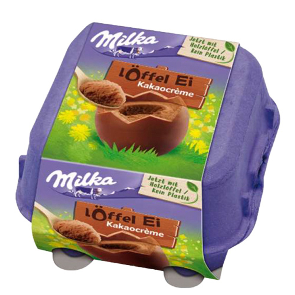 Milka "Löffel Ei" Chocolate Eggs with Spoonable Cocoa Cream Filling, 4pc.