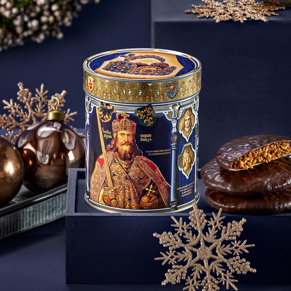 Lebkuchen Schmidt "Emperors" Blue Gift Tin, Assorted Elisen Lebkuchen