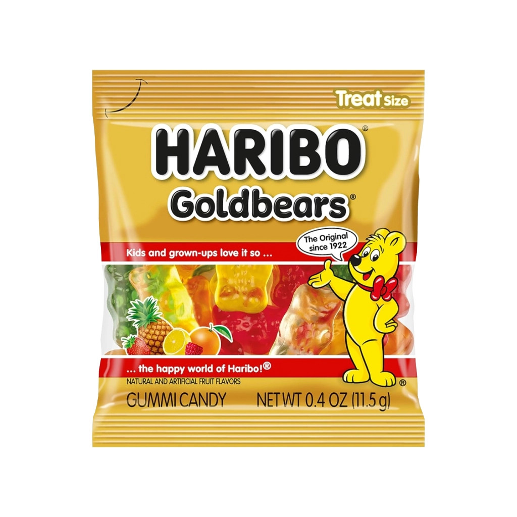 Haribo Gold Bears Mini Bags in plastic tub, 22.8oz (Approx 57 pc.)