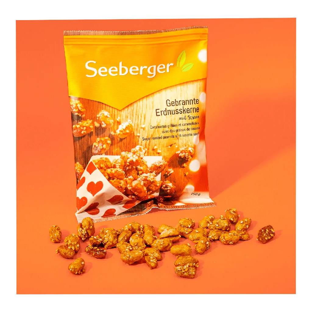 Seeberger Roasted Caramelized Peanuts with Sesame, Natural Snack, 150g - DEAL