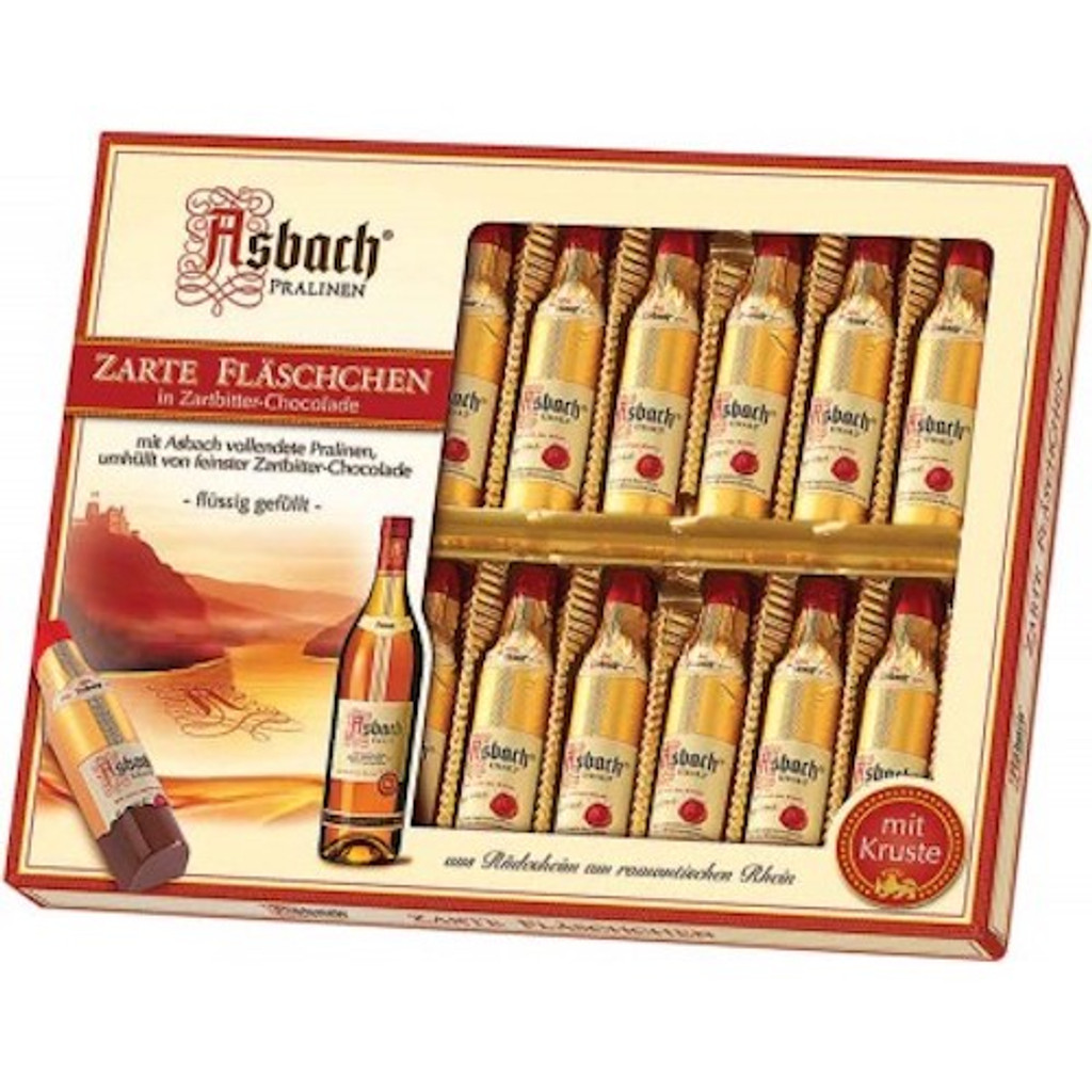 Asbach Dark Chocolate Bottles with Brandy 20 pieces, 8.8 oz in Gift Box