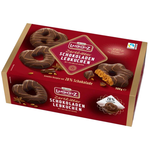 Lambertz Dark Chocolate Gingerbreads Stars and Hearts, 17.6 oz