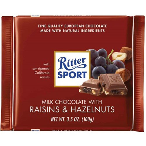 Ritter Sport Raisin & Hazelnut Chocolate, 3.5 oz. The Taste of Germany