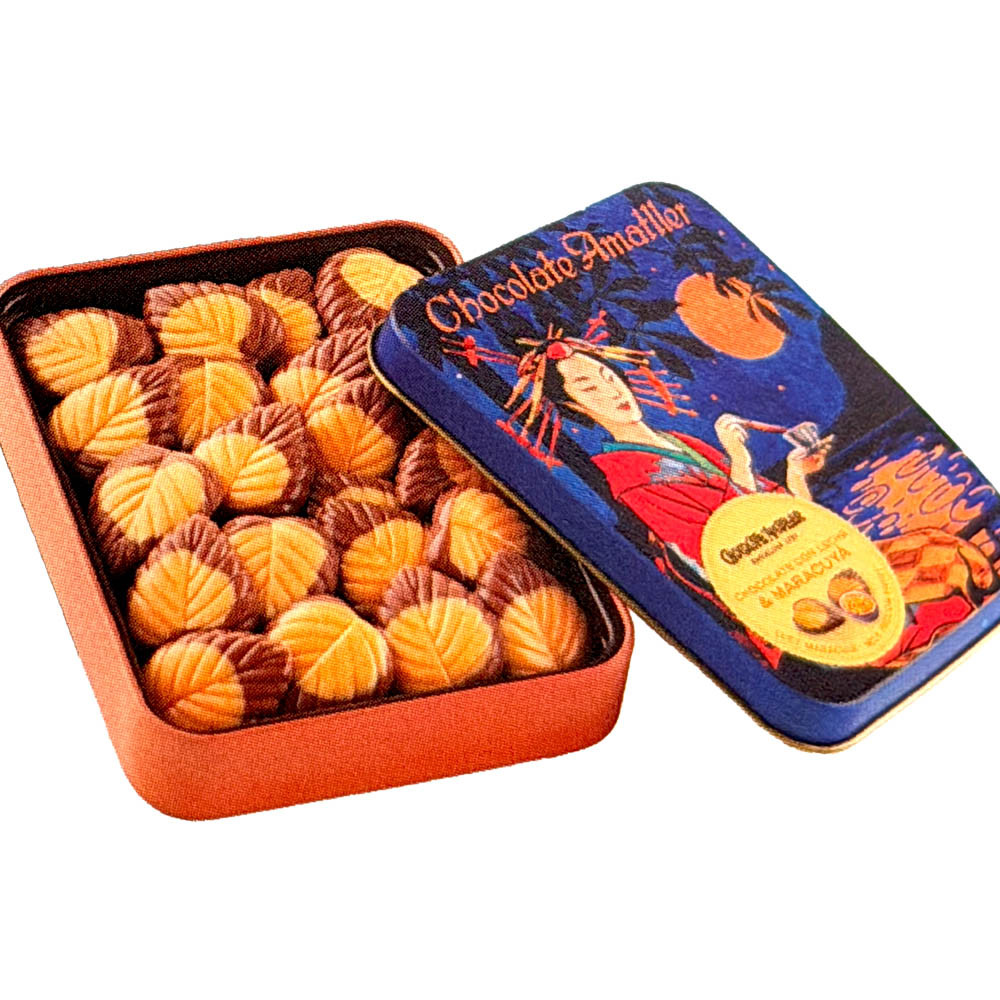 Chocolate Amatller Milk Chocolate Leaves with Passion Fruit in