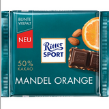 Ritter Dark Chocolate with Almond and Orange 3.5 oz.