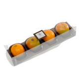 Nirvana Assorted Marzipan Fruits  (Apple, Peach, Orange) 4pc in gift box, 3.5 oz