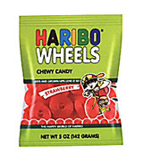 Haribo Strawberry Licorice Wheels in Bag