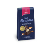Viba Edel Marzipan Zartbitter 125 g dark blue German bag with premium almond marzipan minis coated in dark chocolate.