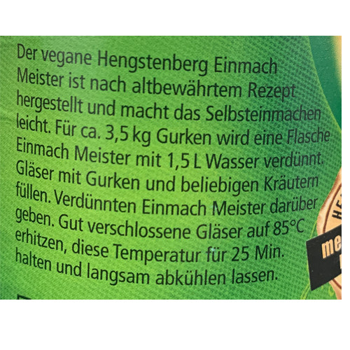 Hengstenberg "Gurkenmeister" Gourmet Pickling Vinegar - 25 oz.