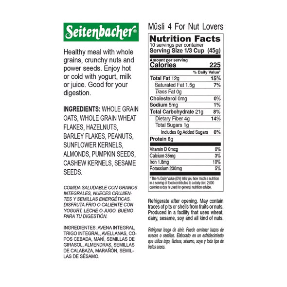Seitenbacher # 4 Nut Lovers Gourmet Muesli Cereal, 16 oz