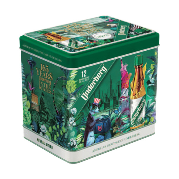 Underberg Herbal Bitter Digestive in 12-bottle Decorative Tin
