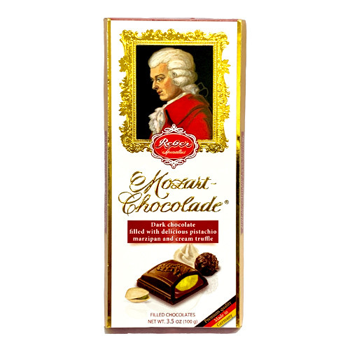 Reber Mozart Dark Chocolate Bar with Marzipan Filling 3.5 oz.