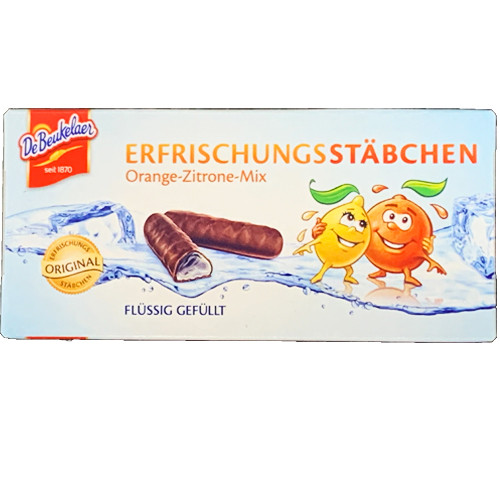 De Beukelaer Chocolate Citrus Refreshment Sticks, 75 g.