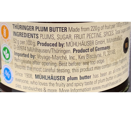 Muehlhauser Thuringian Plum Butter 15.8 oz