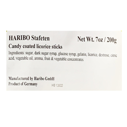 Haribo Stafetten Candy Coated Licorice Sticks 160g - Made in Germany