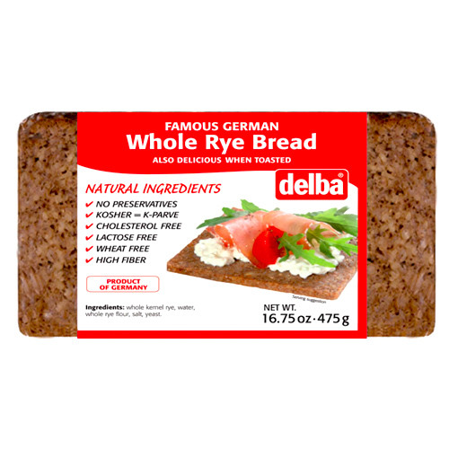 Delba Traditional German Whole Rye Grain Bread 16.75 oz