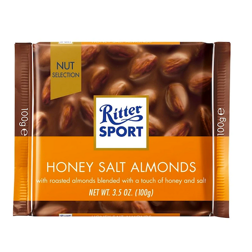 Ritter Sport Milk Chocolate with Honey Salted Almonds 3.5 oz.