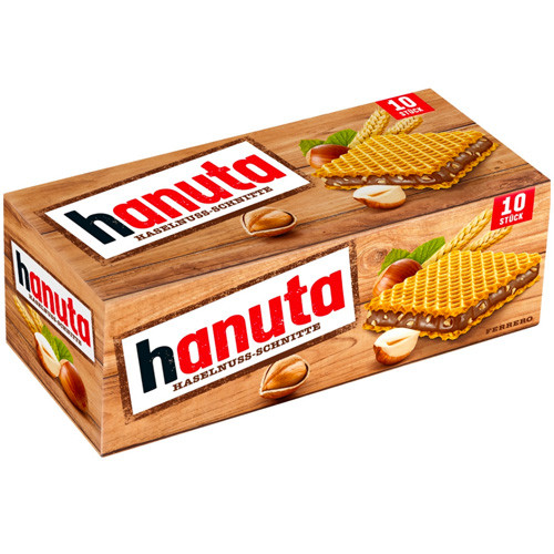 Hanuta Hazelnut Cream Wafer Snacks, Box of 10, 7.6 oz