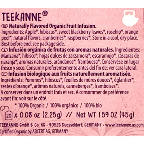 Teekanne "Your Are My Berry" Organic Berry and Fruit Tea Mix, 20 bags