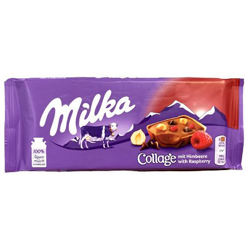 Milka "Collage" Raspberry Hazelnut Chocolate Bar 3.5 oz.