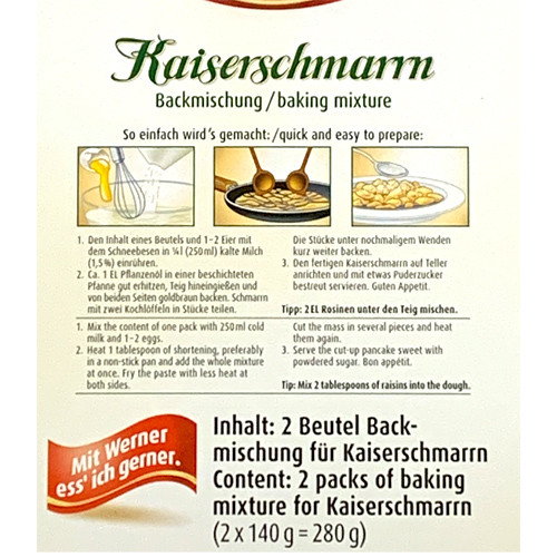 Werners Austrian Kaiserschmarrn Sweet Pancake Baking Mix,
