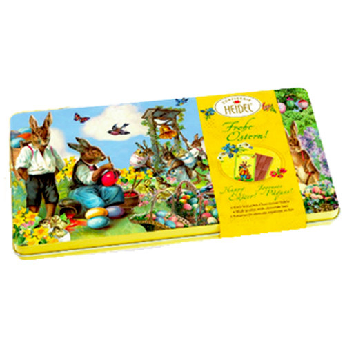 Heidel Fine Milk Chocolate Bars in Nostalgic Easter Bunny Design Gift Tin, 4.2 oz