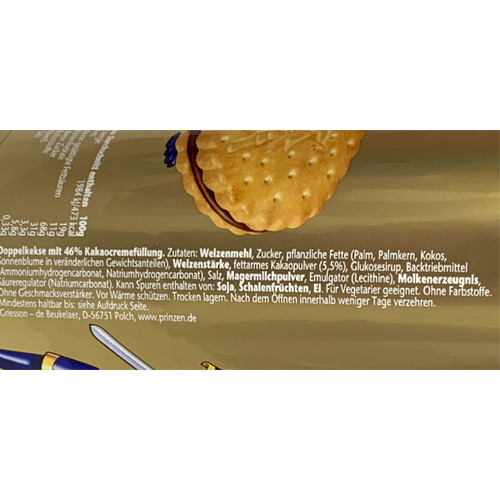 De Beukelaer "Prinzenrolle" Chocolate Sandwich Cookies, 14.1 oz