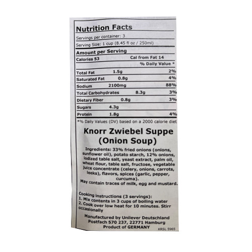 Knorr "Suppenliebe" Roasted Onion Soup, 2.9 oz