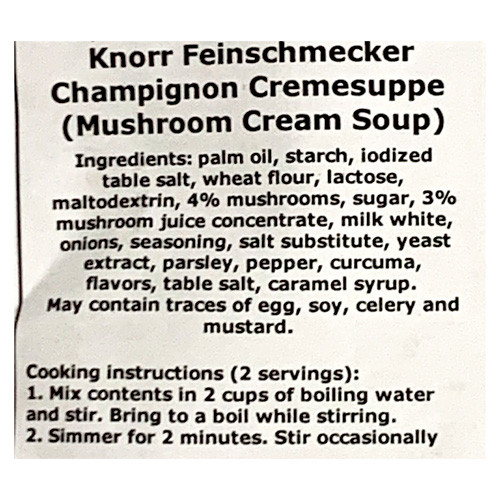 Knorr "Feinschmecker" Champignon Mushroom Cream Soup, 2.0 oz