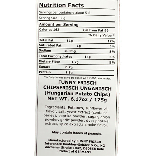 Funny Frisch "Chips Frish" Potato Chips with Paprika, 5.3 oz