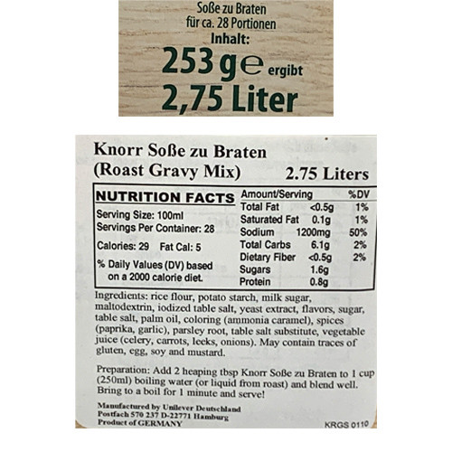 Knorr "Braten" Sauce for Fried or Roasted Meat Sauce Mix, Food Service Size for 2.75 Liter Sauce