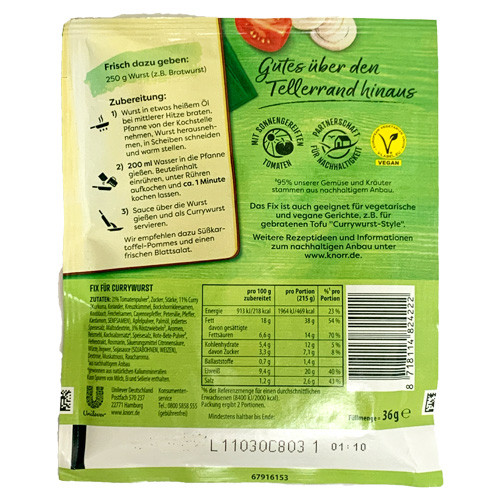 Knorr "Fix" Currywurst Seasoning Mix, 1 oz