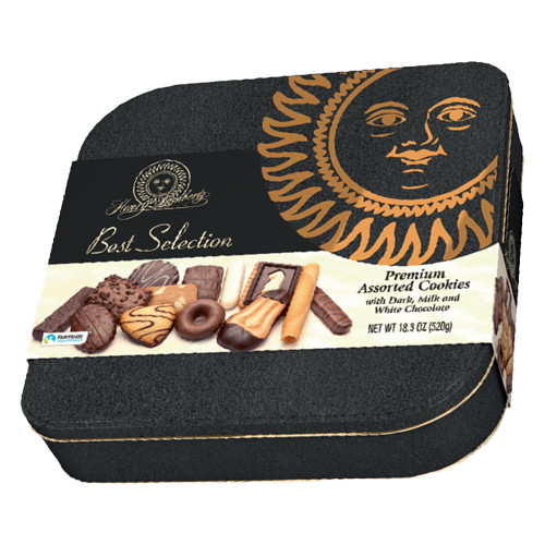 Lambertz "Our Best Selection" Assorted Gourmet Cookies in Black Gift Tin, 17.6 oz