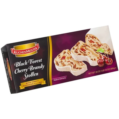 Kuchenmeister "Black Forest" Marzipan Cherry Stollen with Cherry Brandy in Gift Box 28 oz