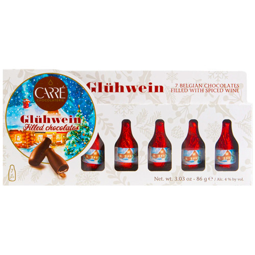 Chocolatier Carre Gluehwein Filled Dark Chocolates 7 Bottle Gift Set, 3.03 oz