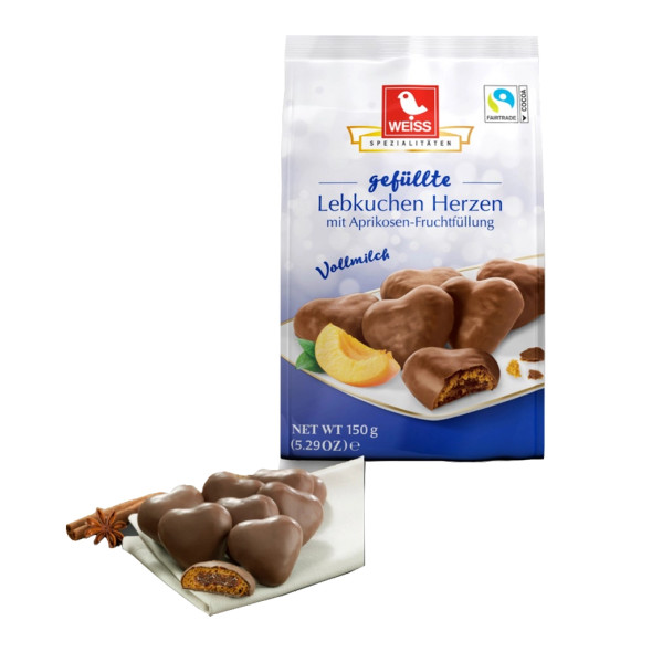 Weiss Milk Chocolate Apricot-Filled Lebkuchen Hearts