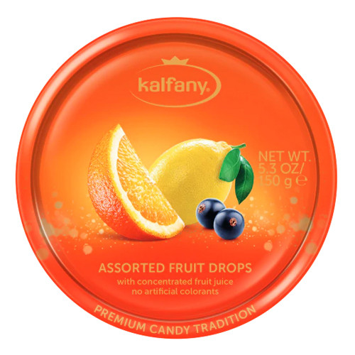 Kalfany Assorted Fruit Flavored Hard Candies Tin, 150g