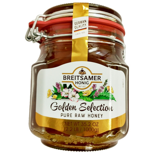 Breitsamer Golden Selection Pure Raw Honey in Large Jar 35.2 oz