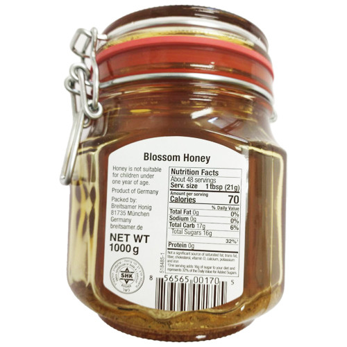 Breitsamer Golden Selection Pure Raw Honey in Large Jar 35.2 oz