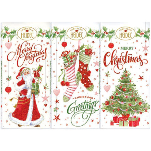 Heidel Fine Milk Chocolate Bar in "White Christmas" Deco Box, 3.5 oz