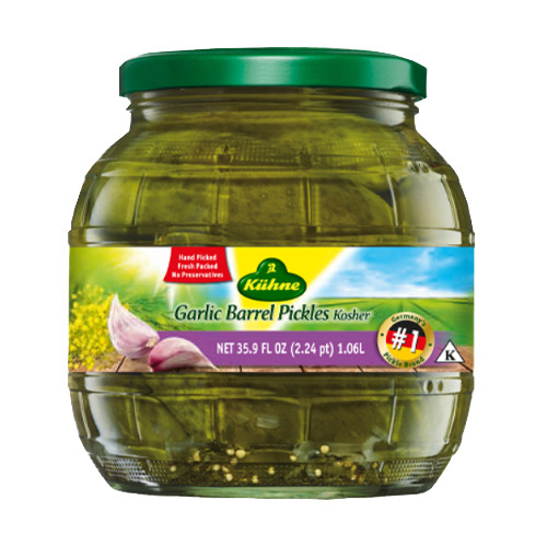 Kuehne Garlic Barrel Pickles in Jar - 35.9 oz.