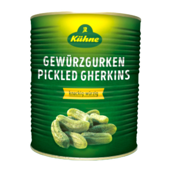 Kuehne Deli Gherkins Bulk, 22 lb. Large Tin (55-60 pc.)