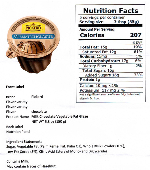 Pickerd  Milk Chocolate Cocoa Glaze for Baking, 150g