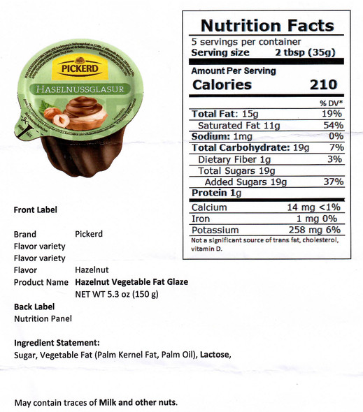 Pickerd  Hazelnut Chocolate Glaze for Baking, 150g