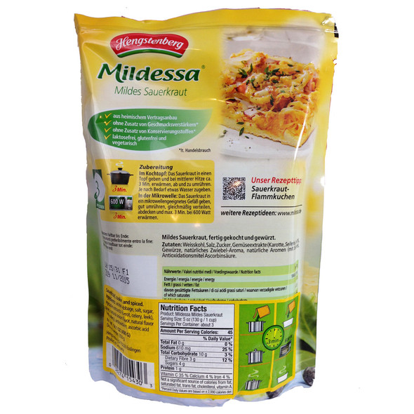 Hengstenberg Mildessa Sauerkraut in Pouch - 14 oz.