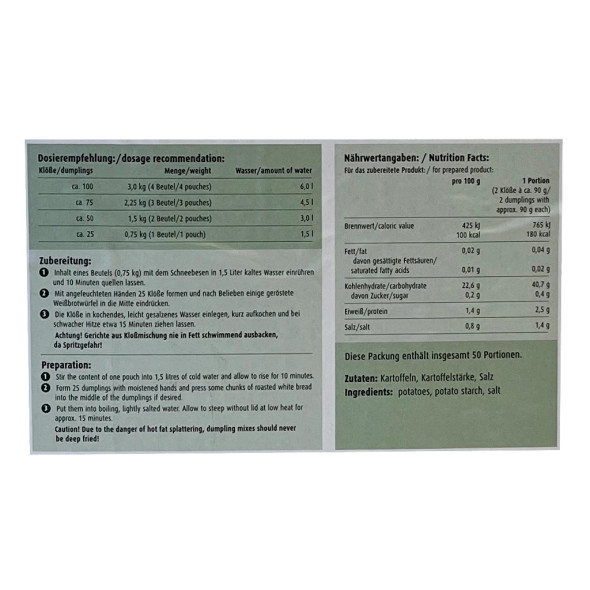 Werners Potato Dumpling Mix, Bulk Size, 6.7 lbs