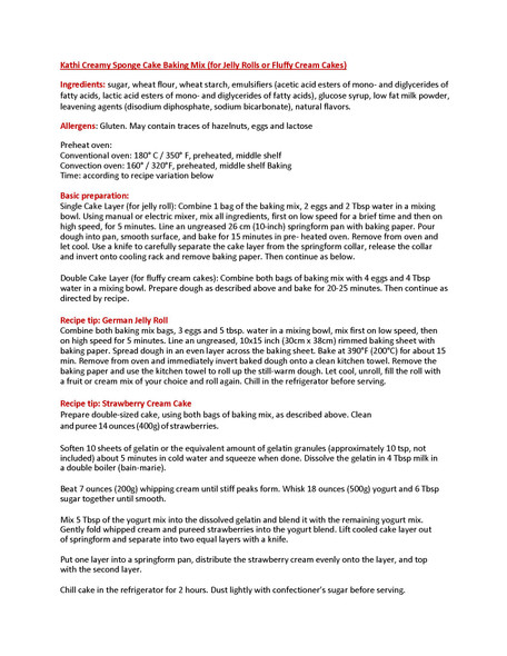 Kathi German "Biskuit" Sponge Cake Mix,  260g