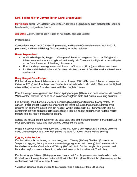 Kathi German "Torte" Sponge Cake Mix,  400g