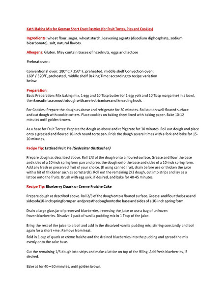 Kathi German "Mürbeteig" Shortcrust Pastry Mix,  350g