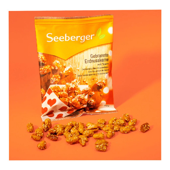 Seeberger Roasted Caramelized Peanuts with Sesame, Natural Snack, 150g